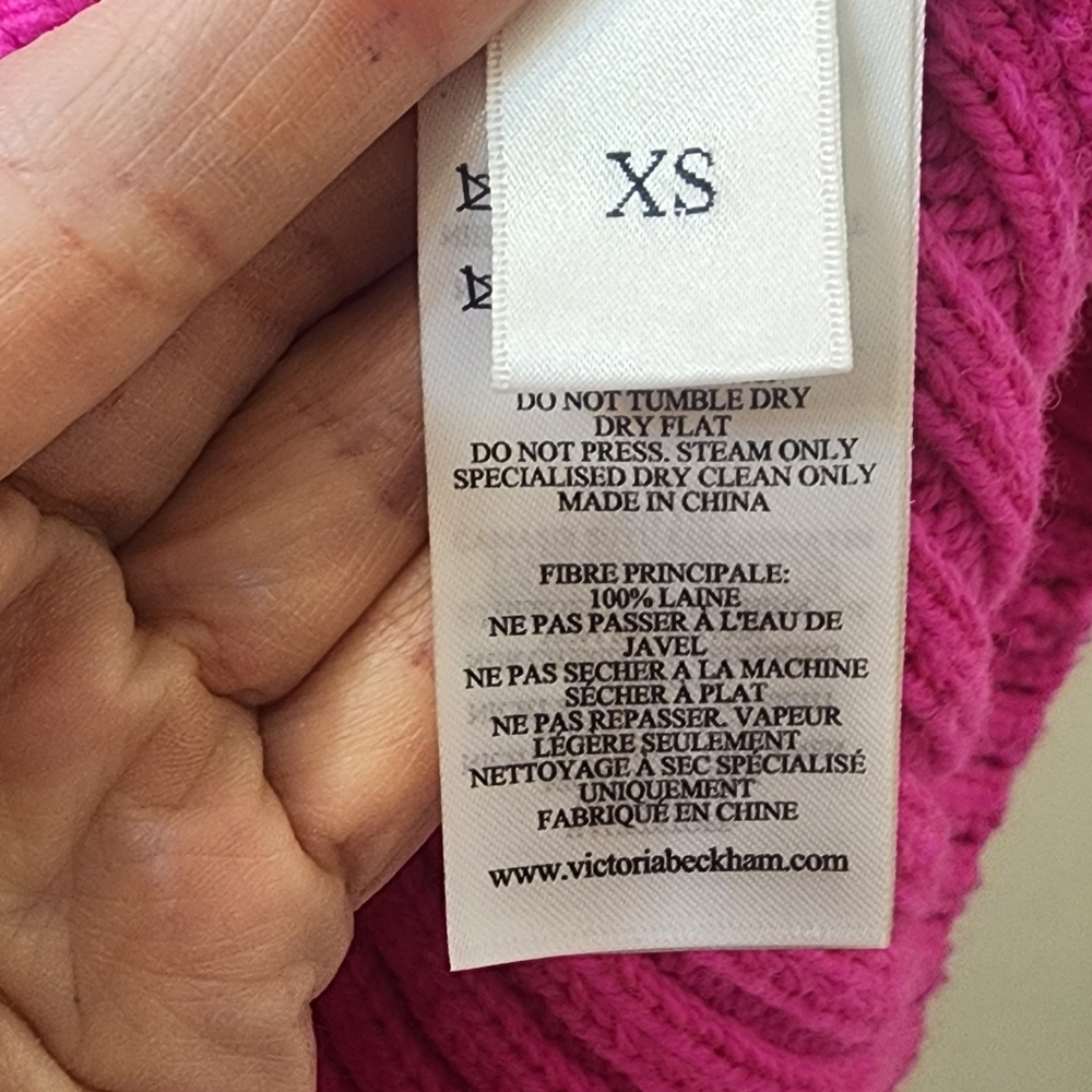 Victoria Beckham Pink Turtleneck Sweater, Size Extra Small, Wool. - Picture 7 of 13